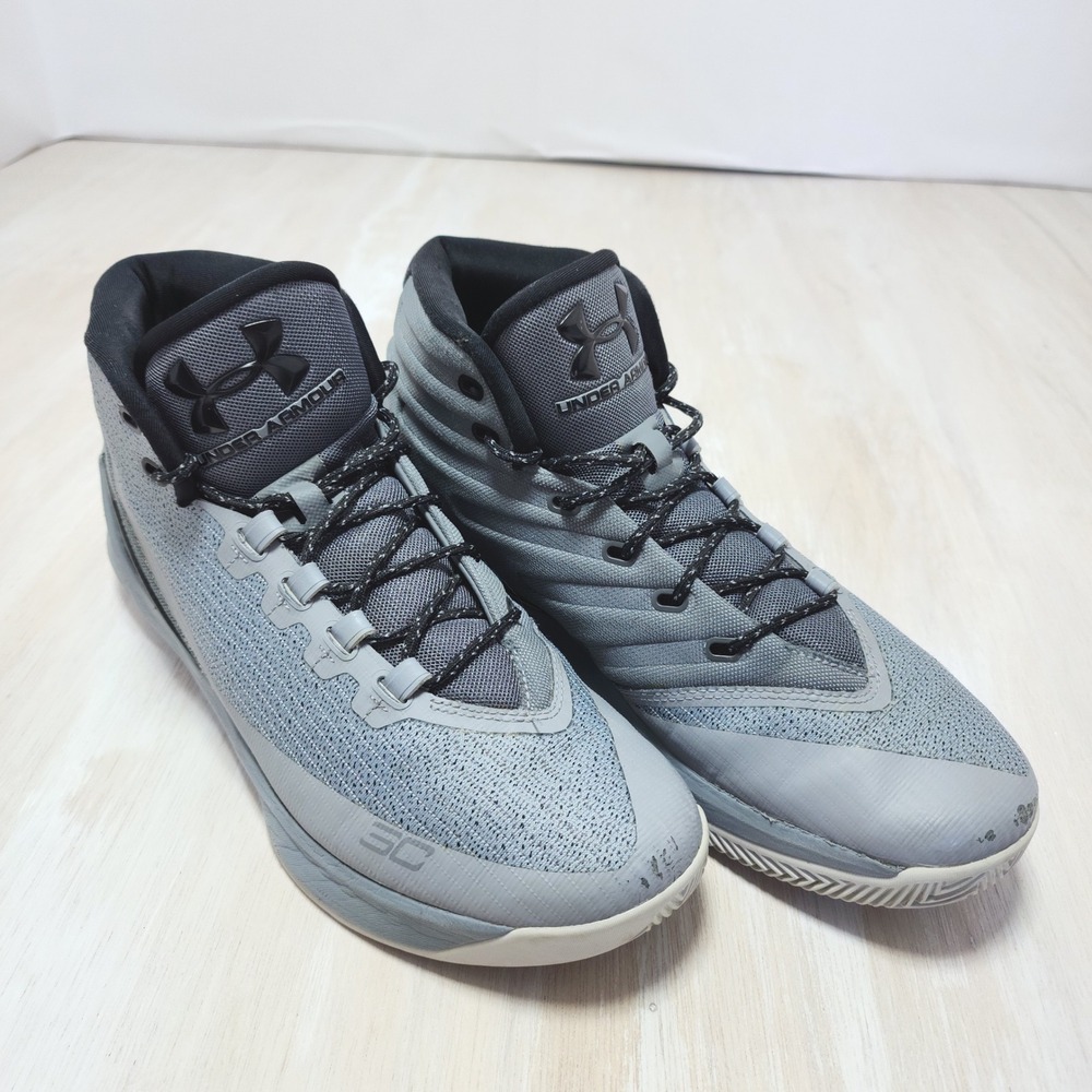 Under Armour Curry 3 Grey Black Basketball Shoes 1269279-035 Mens 12